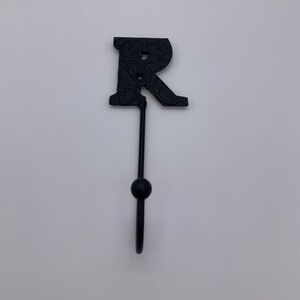 Black Cast Iron Decorative Wall Hanger with Hook Letter R - 8-1/2”